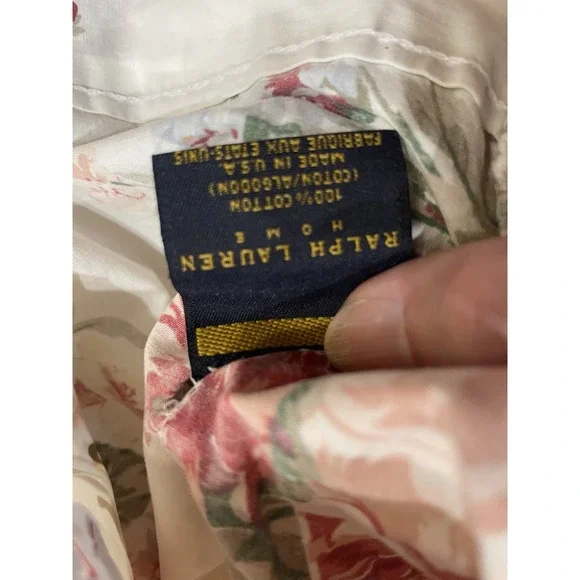 Vtg Pr Ralph Lauren Petticoat White Floral KING Pillowcases (2) - Picture 9 of 12